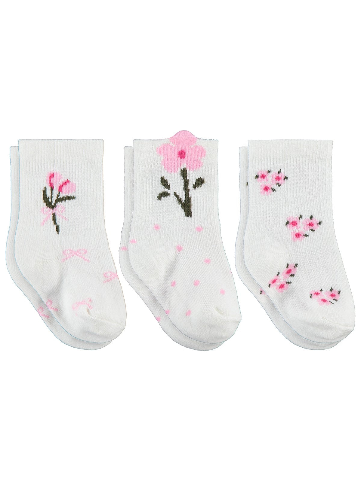Civil Baby 3D Çiçek Desen 3'lü 6-18 Ay Bebek Kız Çorap Set