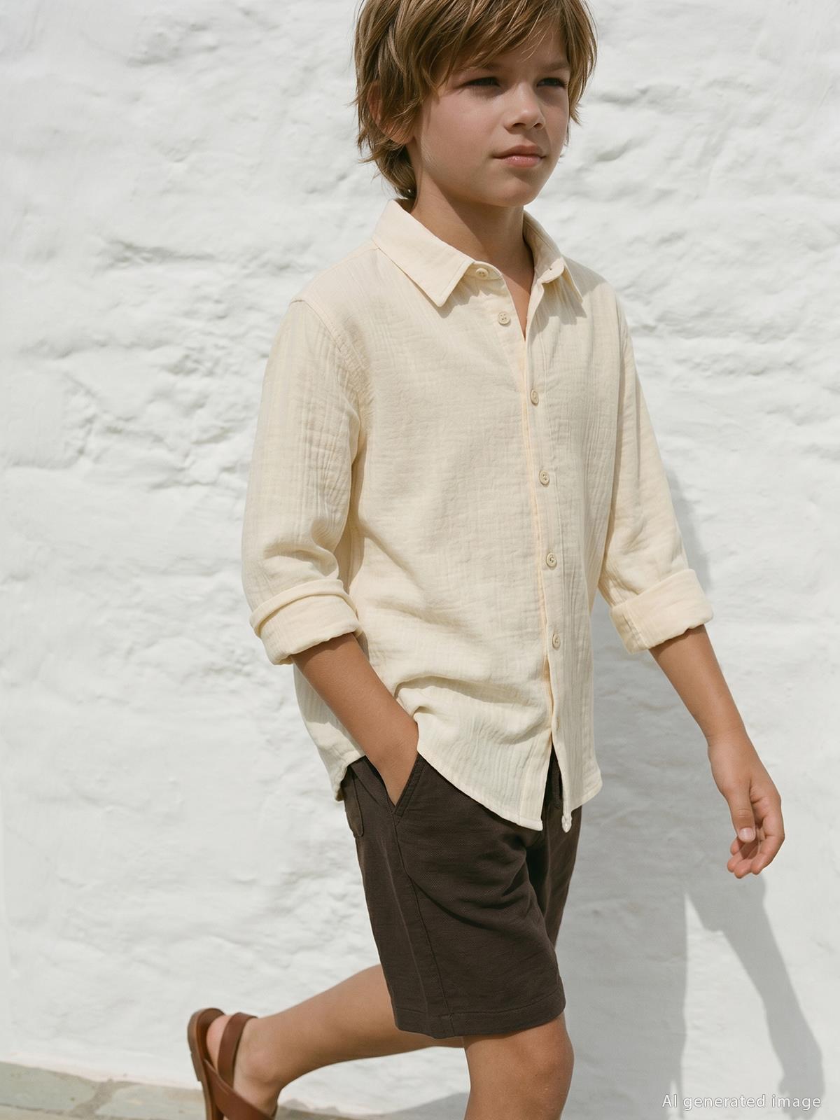 Civil Boys Uzun Kol Basic 10-13 Yaş Gömlek - Bej