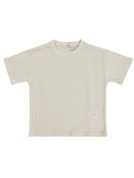 Civil Boys Altıgen Dokulu 10-13 Yaş Tişört - Bej