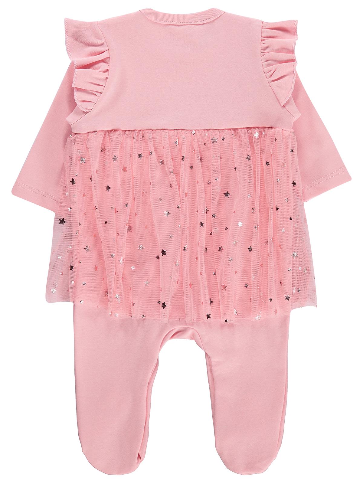 Civil Baby Yıldız Empirme Unicorn Baskılı 1-9 Ay Patikli Tulum - Pembe
