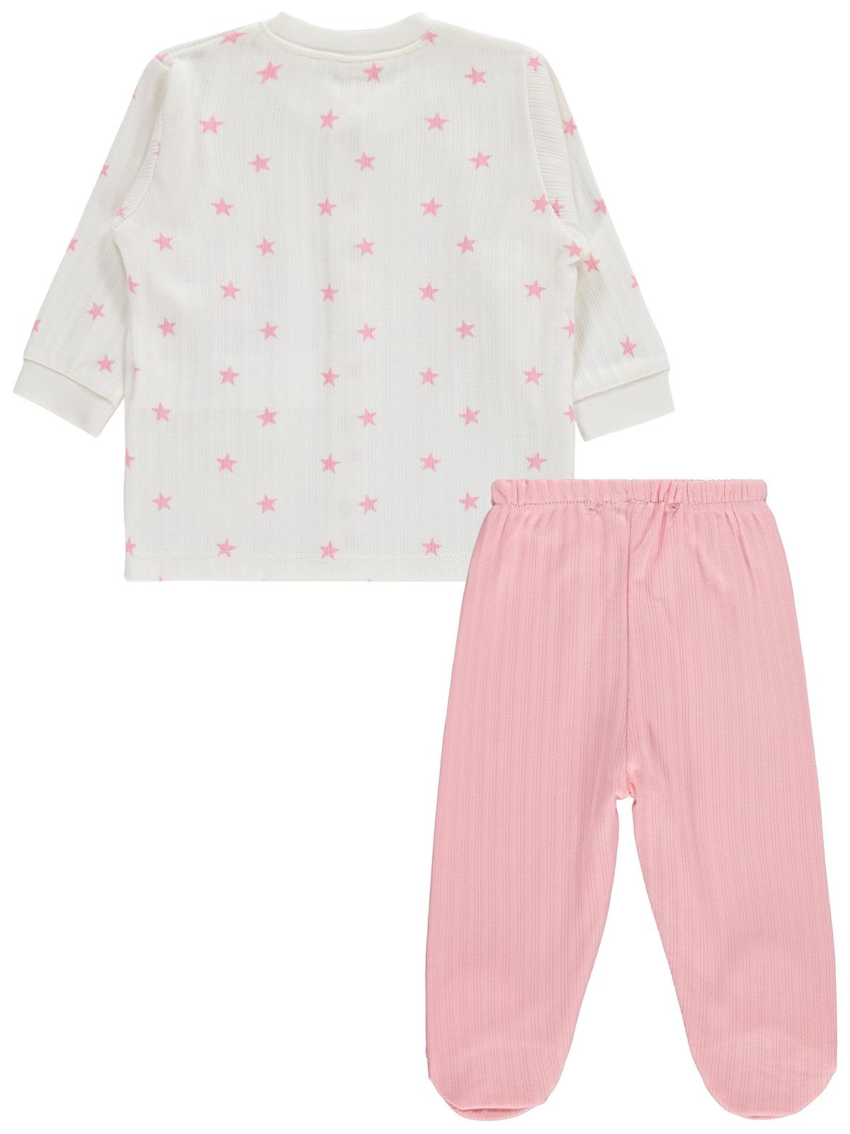Civil Baby Çiçek Empirme 1-9 Ay Pijama Takımı - Ekru