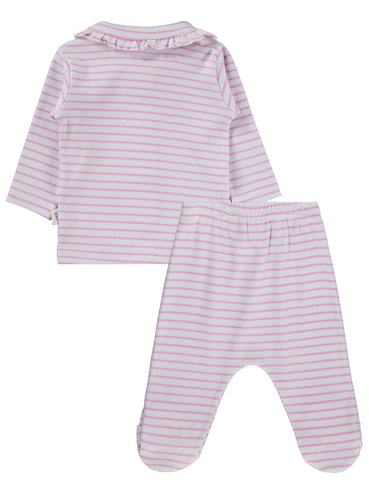 Civil Baby Çizgi Empirme 1-9 Ay Pijama Takımı - Beyaz