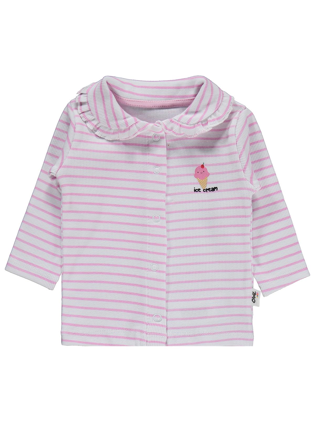 Civil Baby Çizgi Empirme 1-9 Ay Pijama Takımı - Beyaz