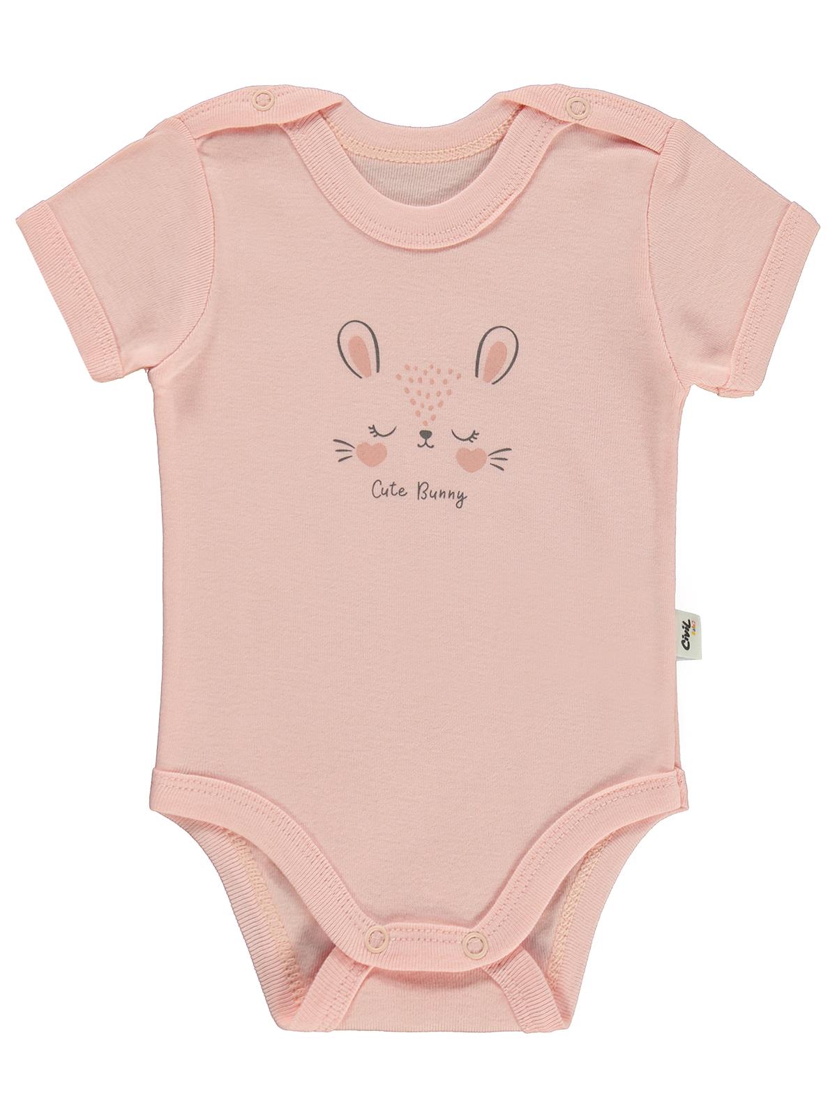 Civil Baby Cute Bunny Baskılı 1-36 Ay Çıtçıtlı Badi - Kırmızı