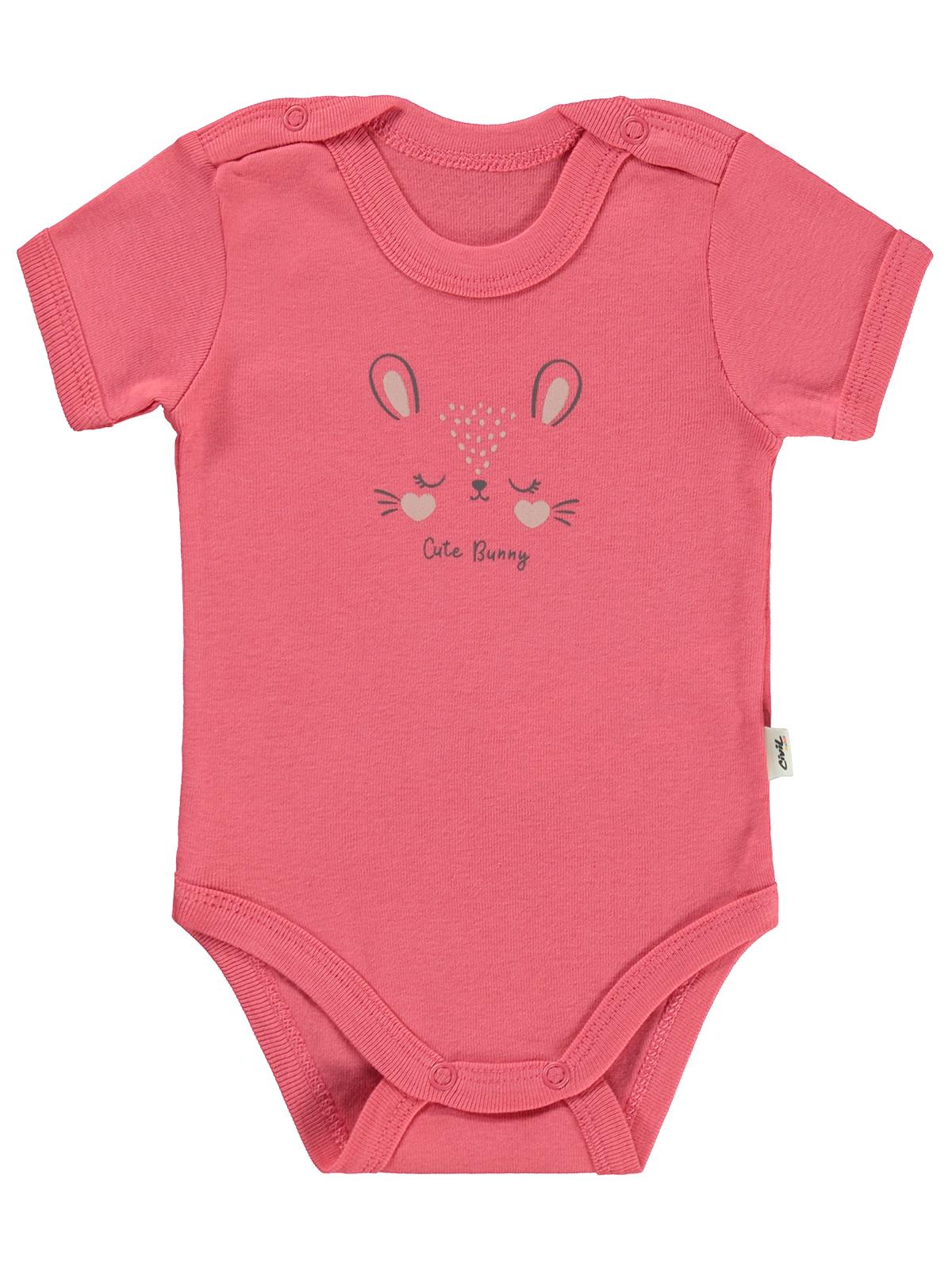 Civil Baby Cute Bunny Baskılı 1-36 Ay Çıtçıtlı Badi - Pembe
