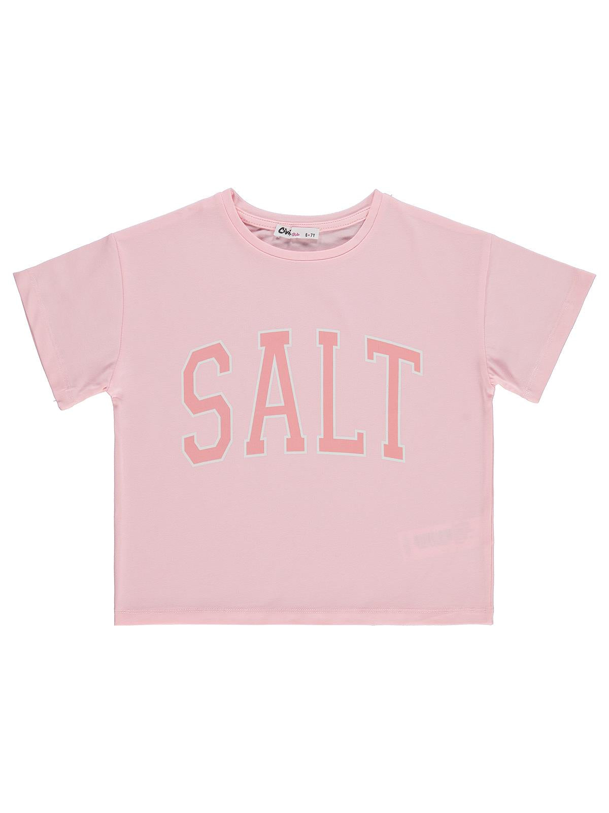 Civil Girls Salt Baskılı 6-9 Yaş Tişört - Pembe