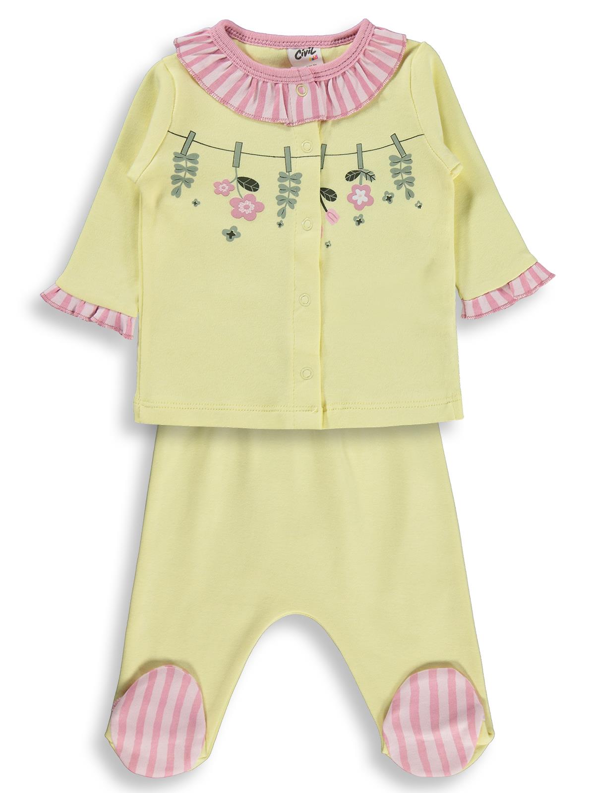 Civil Baby Fırfırlı Patikli 1-9 Ay Pijama Takımı - Sarı