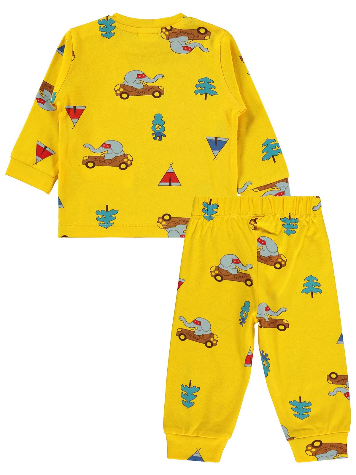 Civil Baby Arabalı ve Filli 6-18 Ay Pijama Takımı - Sarı
