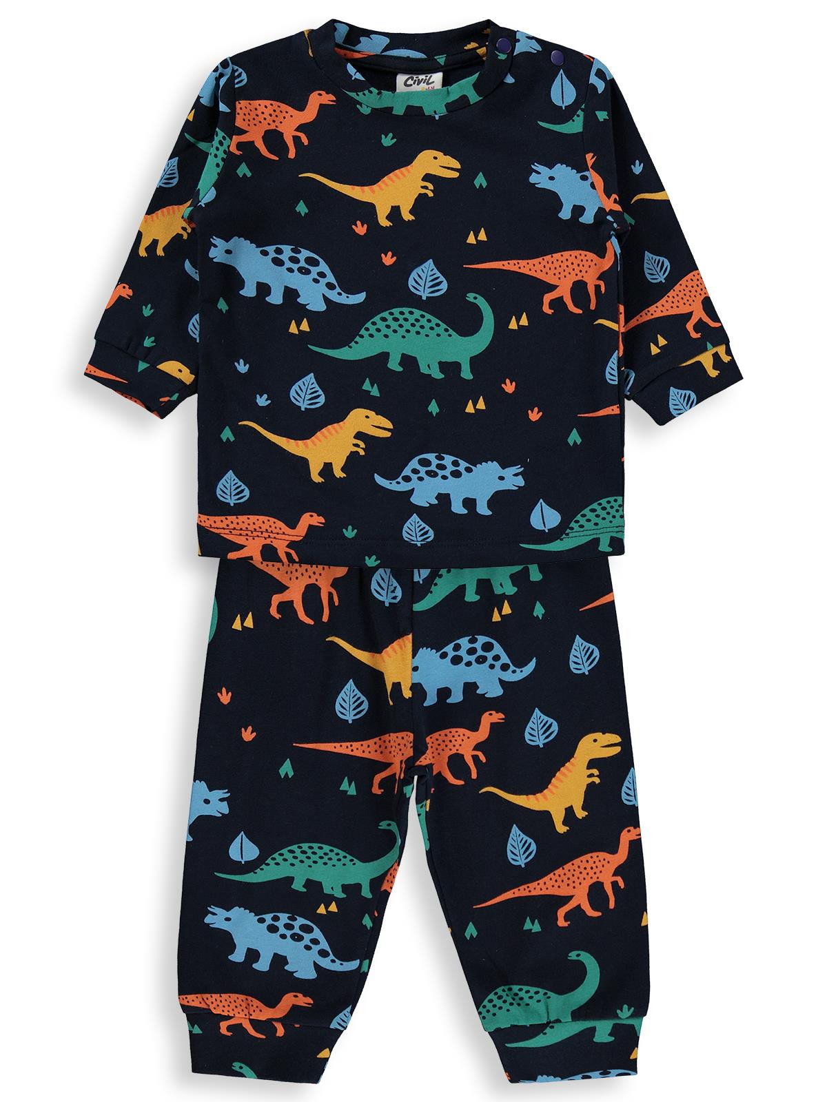 Civil Baby Dinozorlu 6-18 Ay Pijama Takımı - Lacivert
