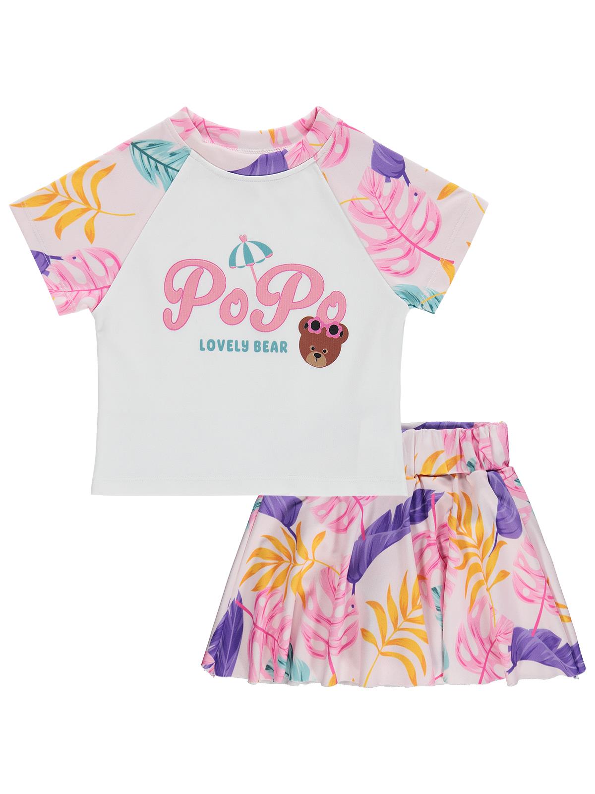 Civil Girls Lovely Bear Baskılı 2-12 Yaş Mayo Set - Pembe