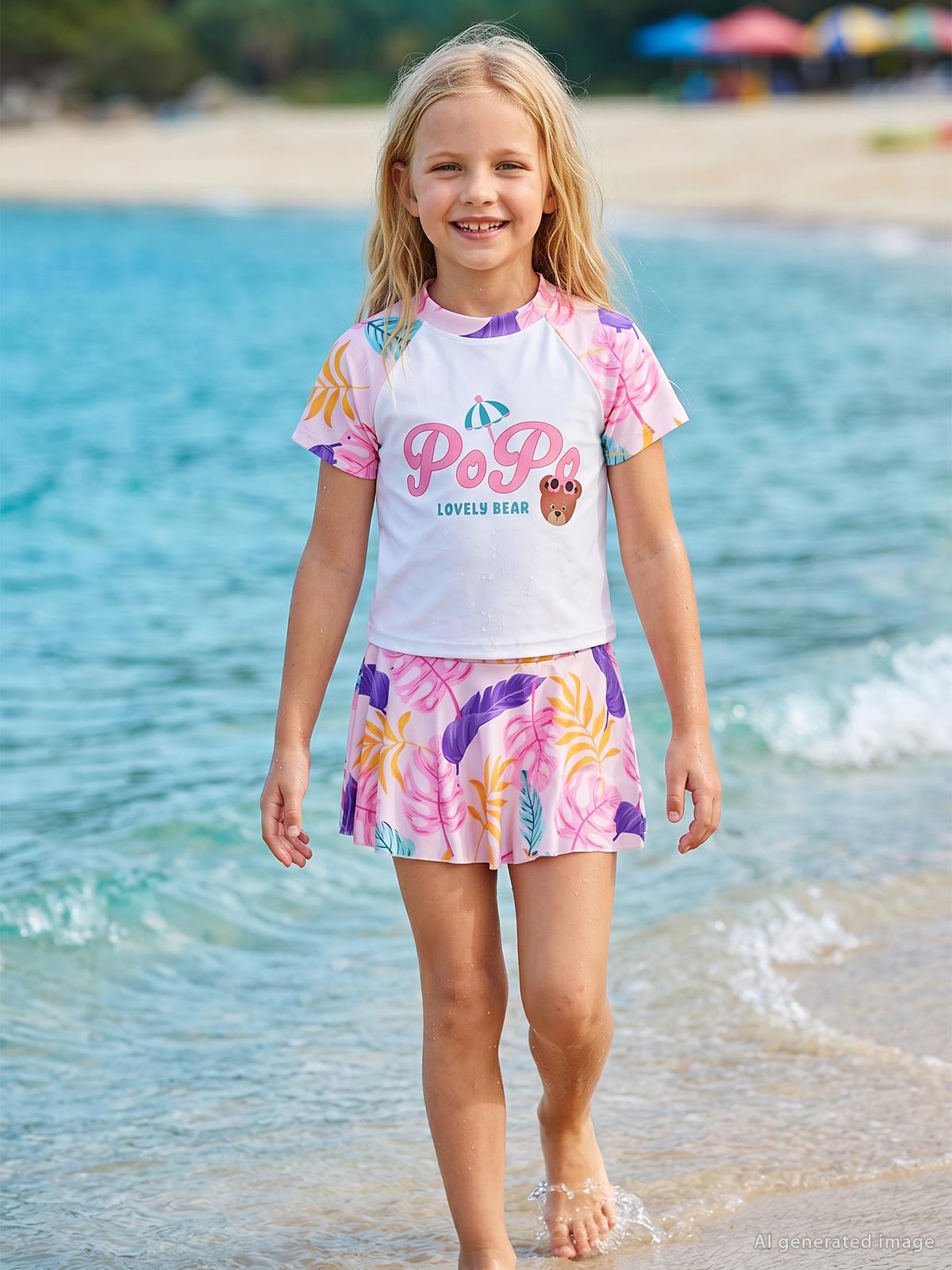 Civil Girls Lovely Bear Baskılı 2-12 Yaş Mayo Set - Pembe