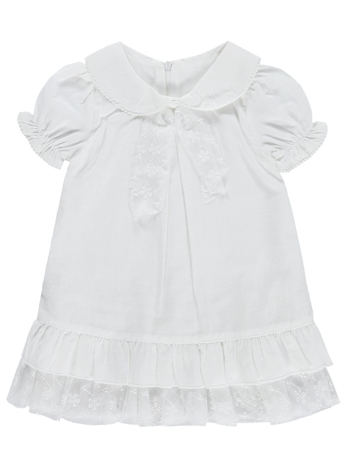 Civil Baby Etek Ucu Tüllü 6-18 Ay Elbise - Beyaz