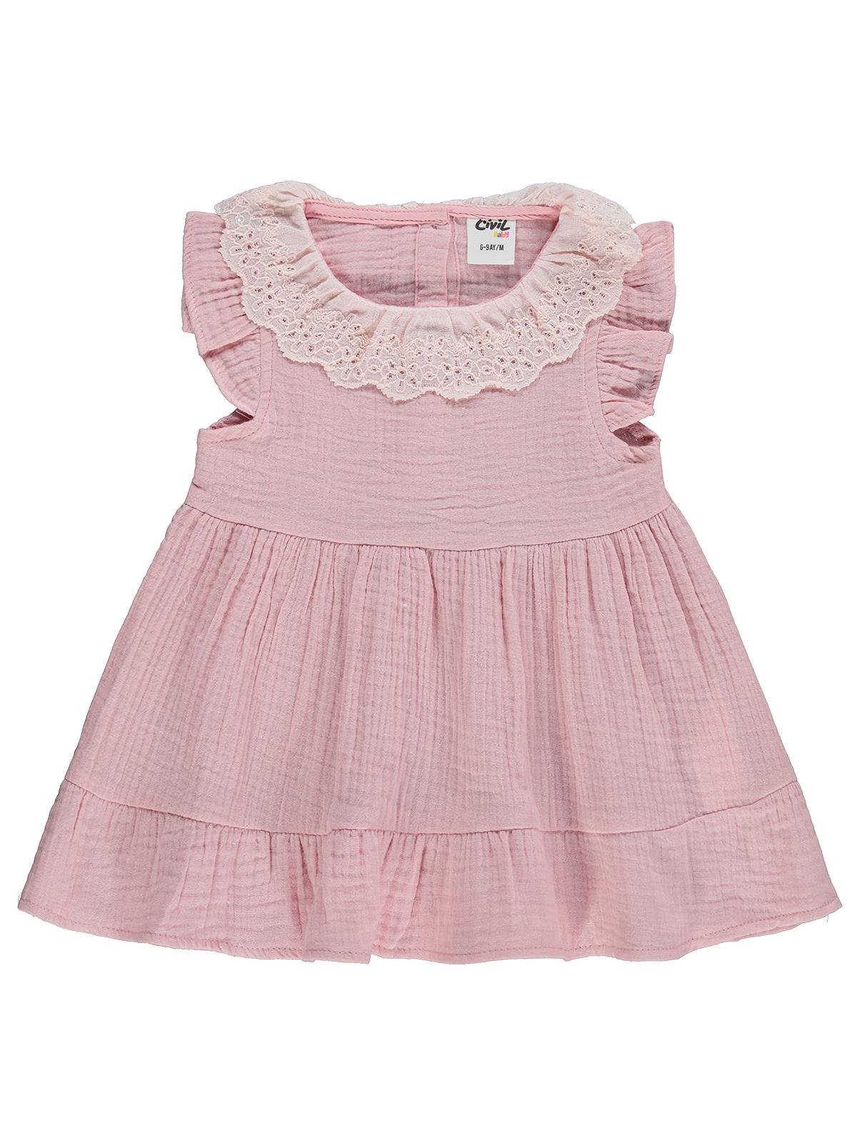 Civil Baby Yaka Dantelli 6-18 Ay Elbise - Pudra