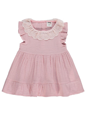 Civil Baby Yaka Dantelli 6-18 Ay Elbise - Pudra