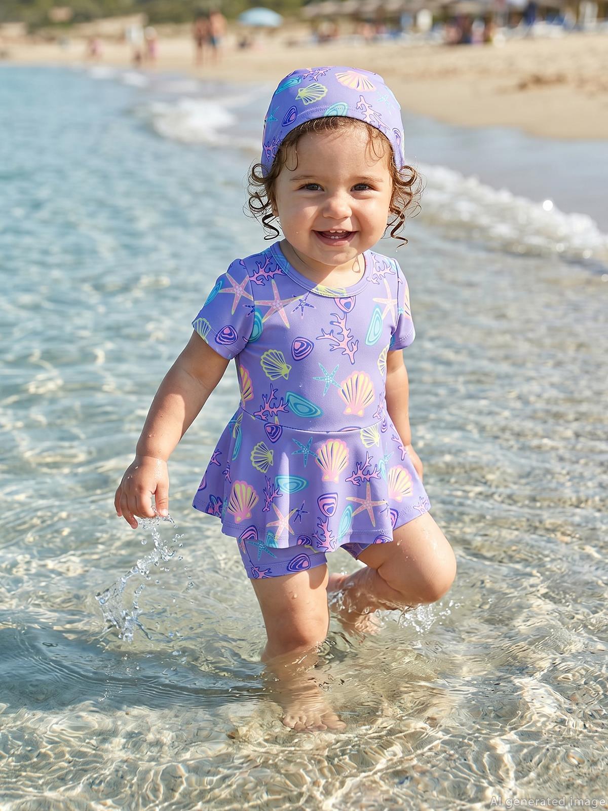 Civil Baby Deniz Kabuğu Baskılı 6-18 Ay Mayo - Lila