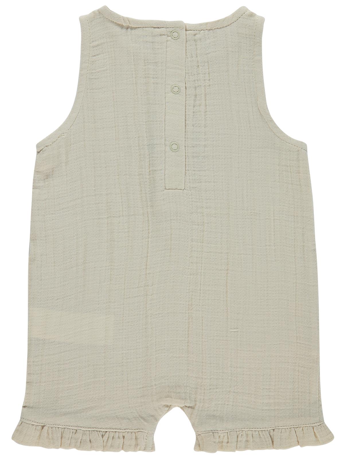 Civil Baby Cepli Çiçek Nakış 6-18 Ay Patiksiz Tulum - Bej