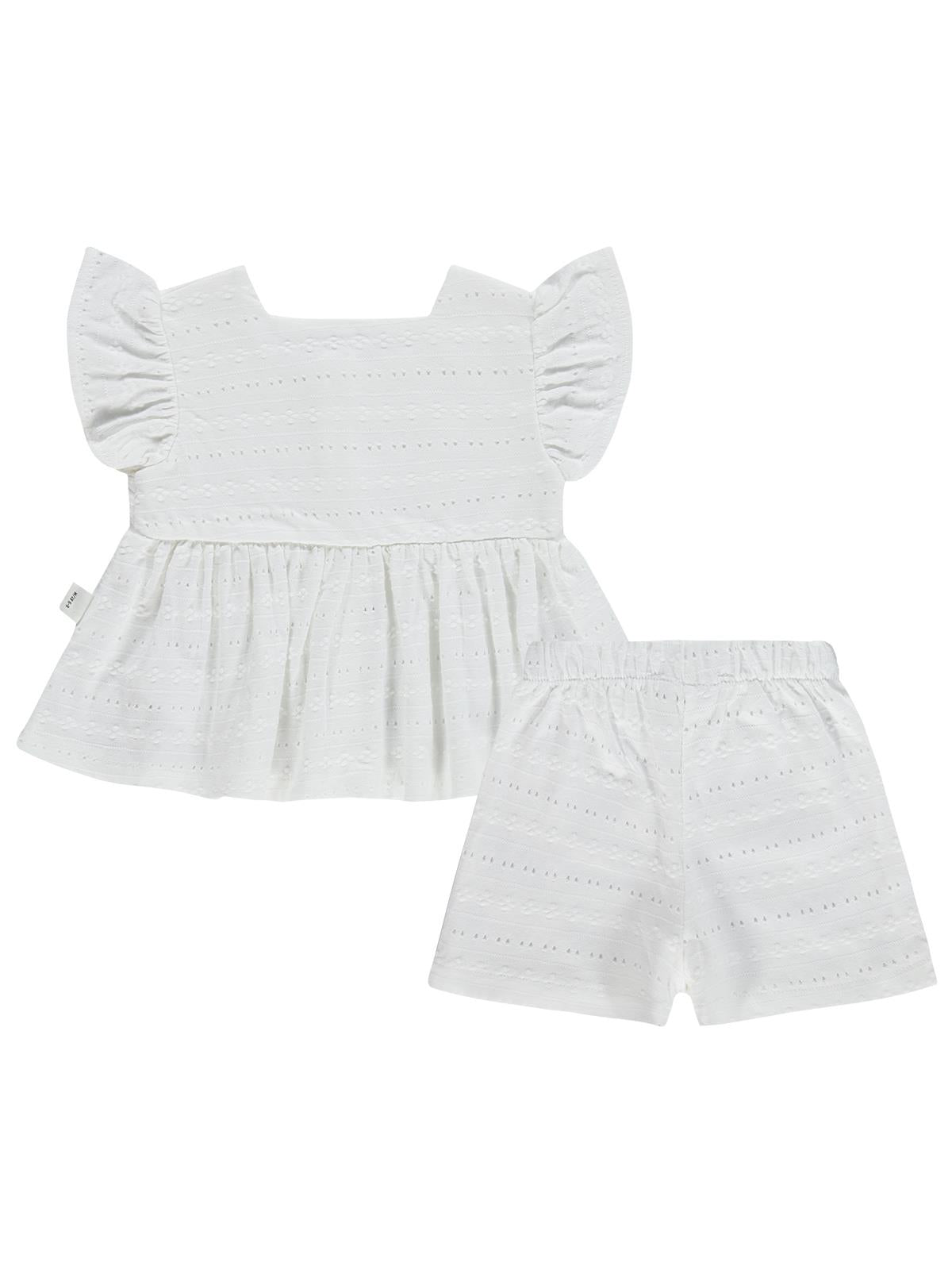 Civil Baby Brodeli Şortlu 6-18 Ay Takım - Ekru