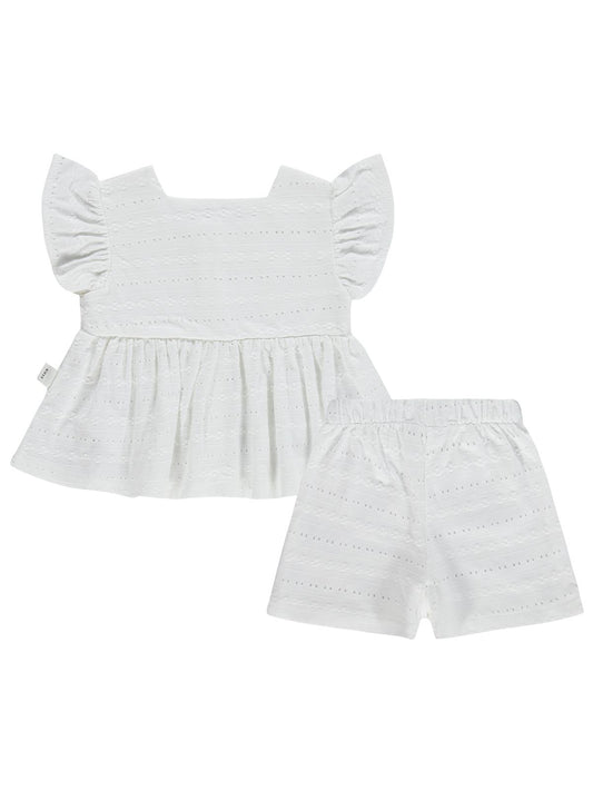 Civil Baby Brodeli Şortlu 6-18 Ay Takım - Ekru