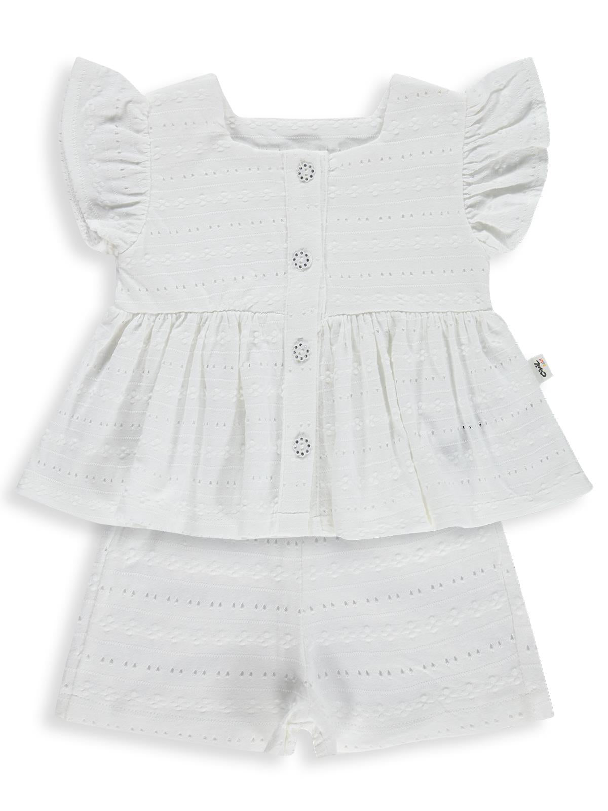 Civil Baby Brodeli Şortlu 6-18 Ay Takım - Ekru