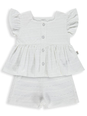 Civil Baby Brodeli Şortlu 6-18 Ay Takım - Ekru