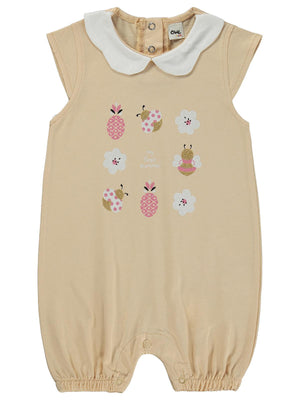 Civil Baby Çiçek Böcek Nakışlı 6-18 Ay Tulum - Bej