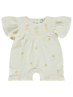 Civil Baby Limon Nakışlı 6-18 Ay Patiksiz Tulum - Ekru