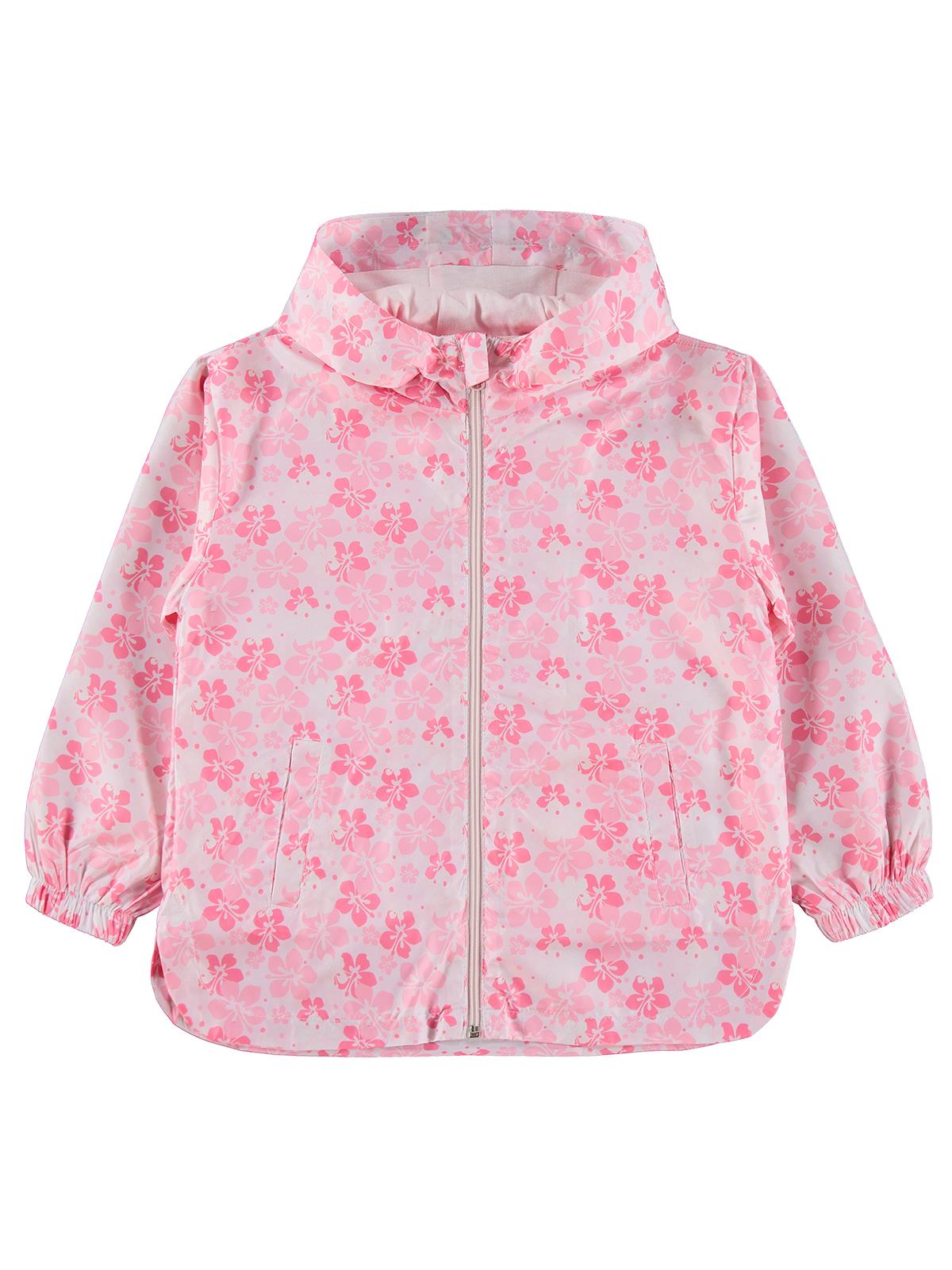 Civil Girls Çiçek Desenli 6-9 Yaş Yağmurluk - Pembe