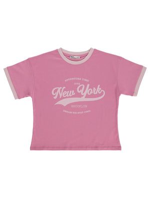 Civil Girls New York Baskılı 10-13 Yaş Tişört - Pembe