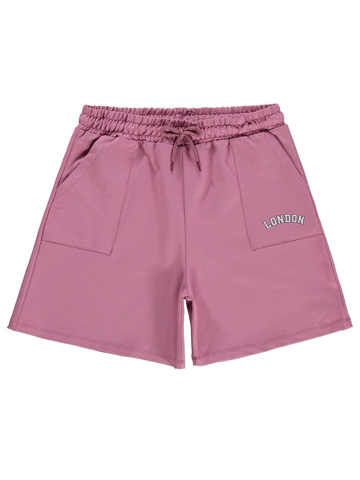 Civil Girls London Baskılı 10-13 Yaş Şort - Pembe