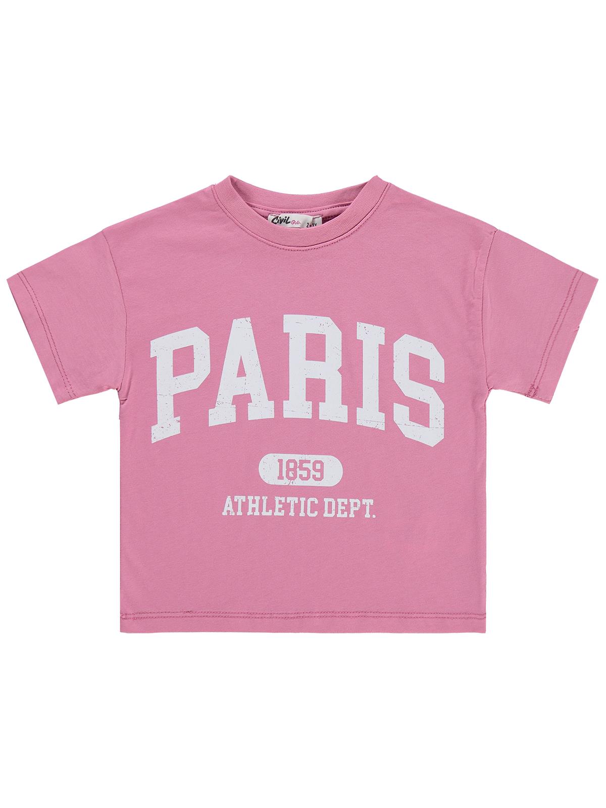 Civil Girls Paris Baskılı 2-5 Yaş Tişört - Pembe