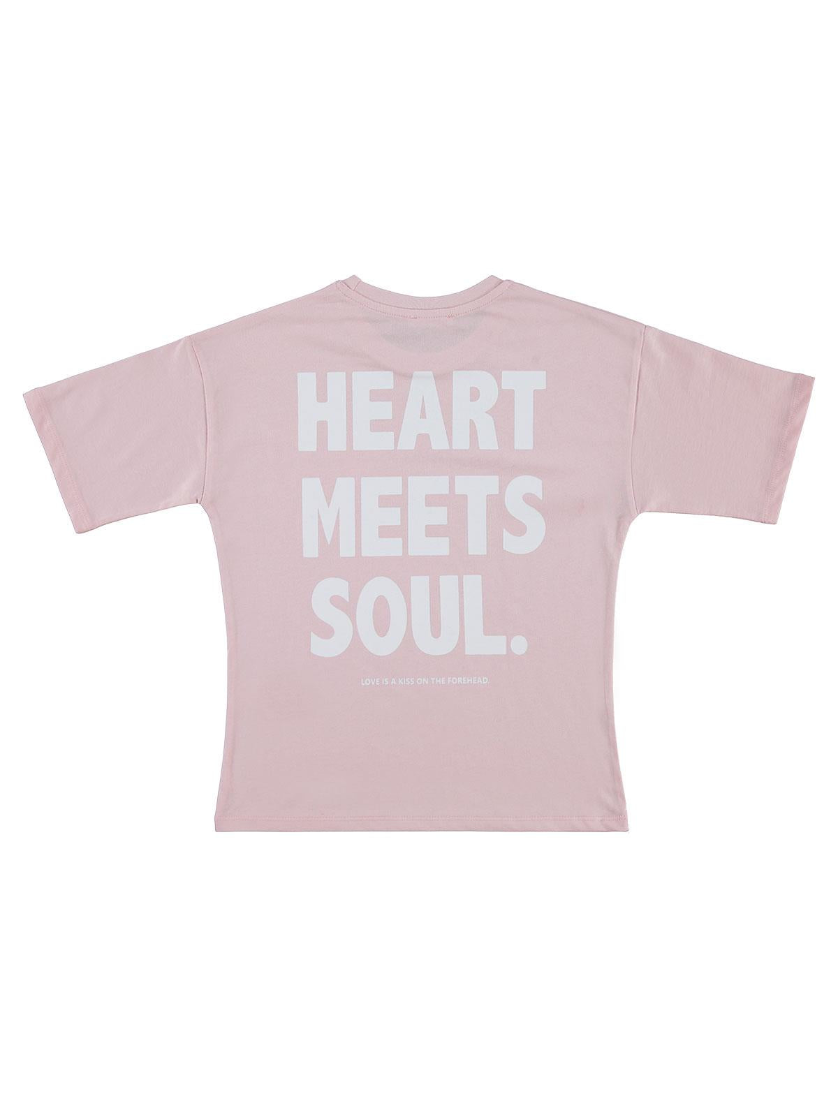 Civil Girls Heart Baskılı 10-13 Yaş Tişört - Pudra