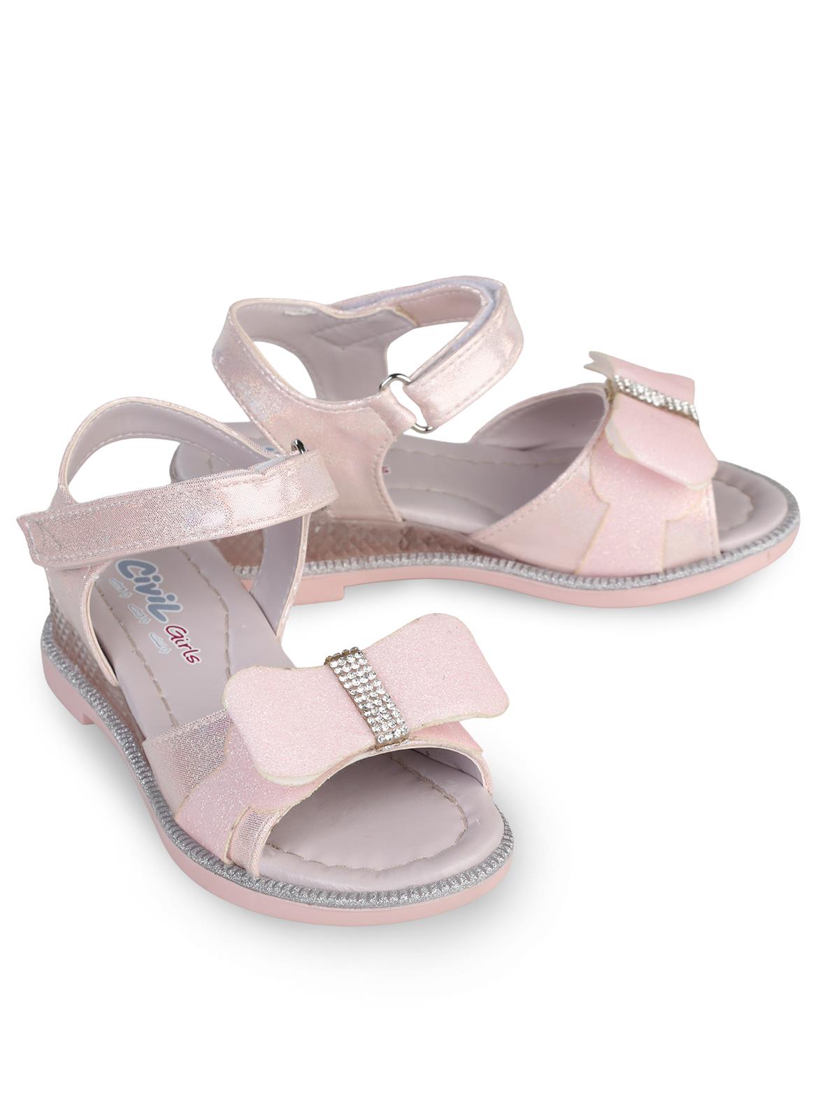Civil Girls Fiyonk Aksesuarlı 31-36 Numara Sandalet - Pudra