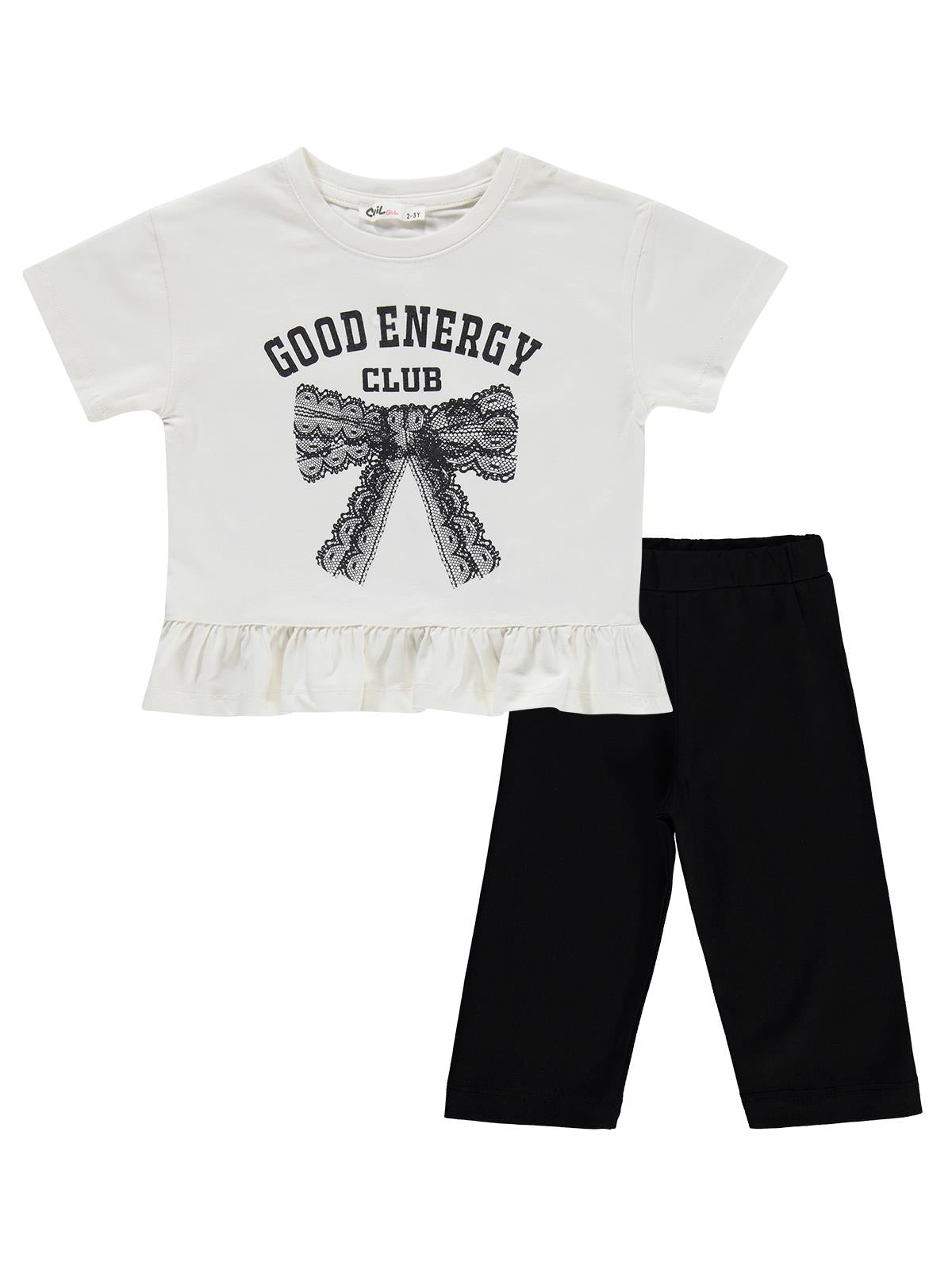 Civil Girls Good Energy Clup Baskılı 2-5 Yaş Takım - Pudra