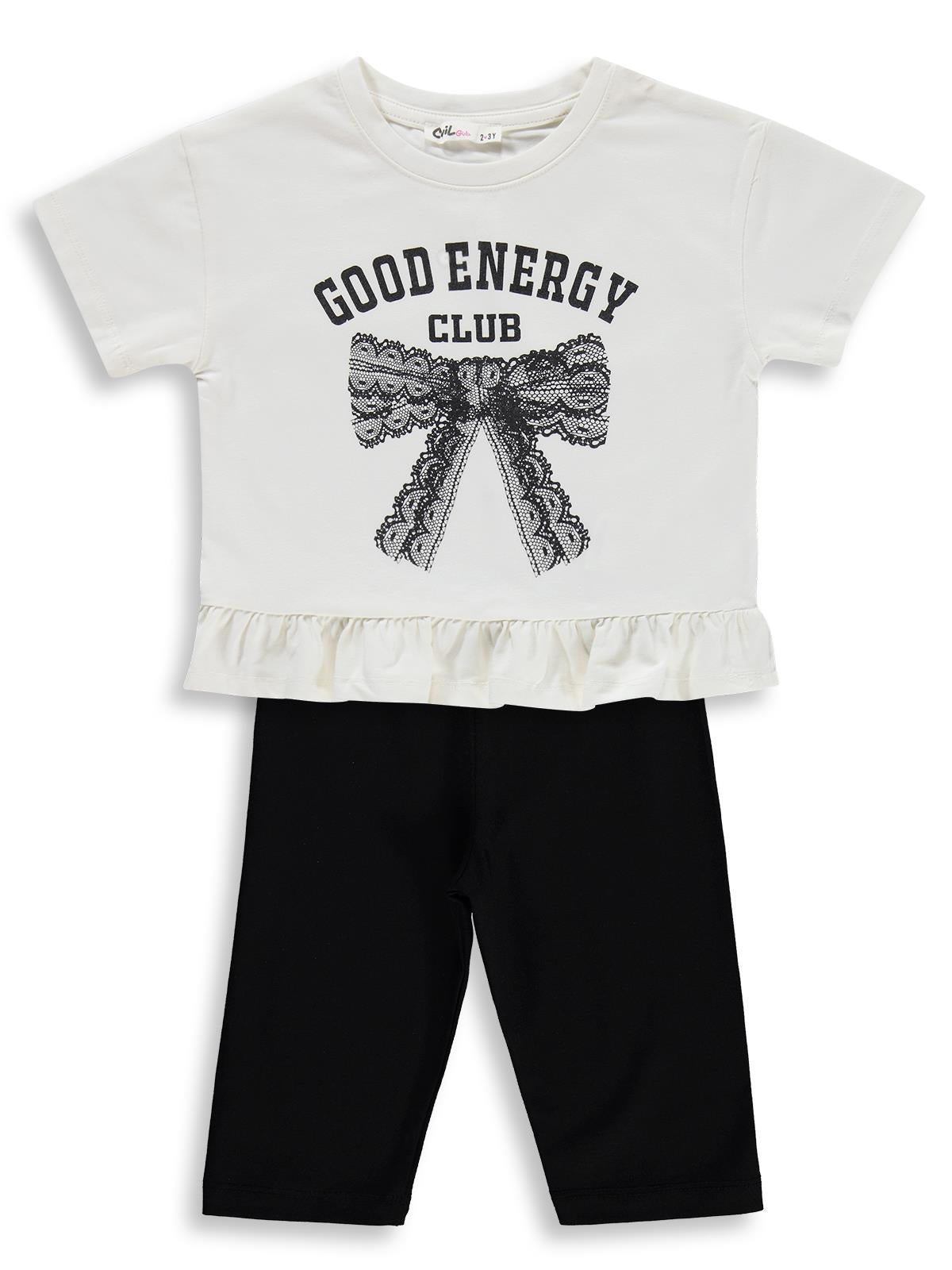 Civil Girls Good Energy Clup Baskılı 2-5 Yaş Takım - Pudra