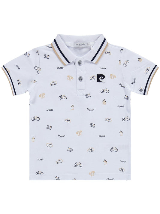 Pierre Cardin Bisiklet Baskılı Şortlu 2-5 Yaş Takım - Beyaz