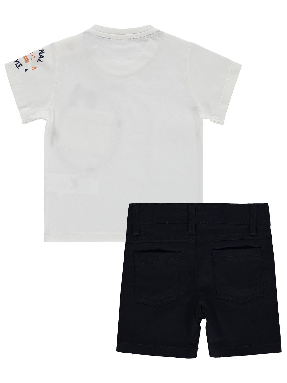 Civil Baby Dürbün Baskılı Şortlu 6-18 Ay Takım - Beyaz