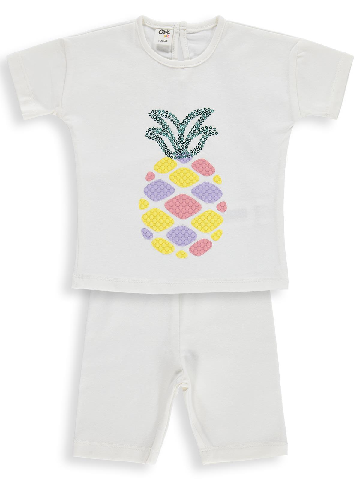 Civil Baby Ananas Nakışlı 6-18 Ay Takım - Ekru