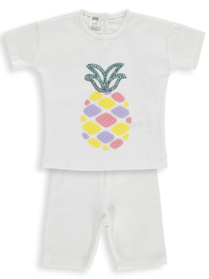 Civil Baby Ananas Nakışlı 6-18 Ay Takım - Ekru