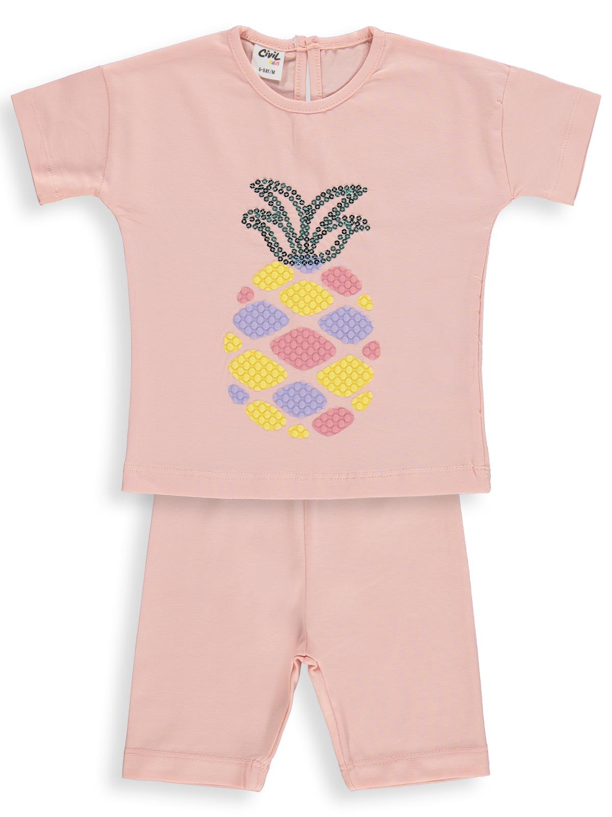 Civil Baby Ananas Nakışlı 6-18 Ay Takım - Pudra
