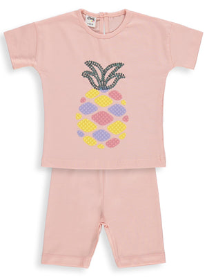 Civil Baby Ananas Nakışlı 6-18 Ay Takım - Pudra