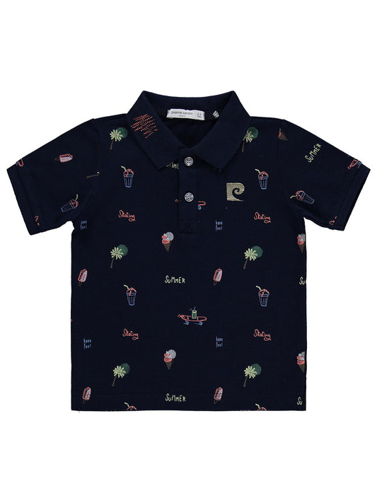 Pierre Cardin Palmiye Baskılı Şortlu 2-5 Yaş Takım - Beyaz