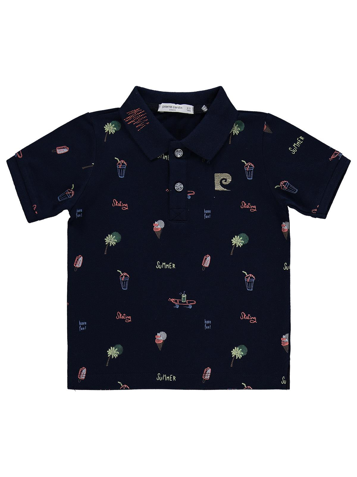 Pierre Cardin Palmiye Baskılı Şortlu 2-5 Yaş Takım - Beyaz