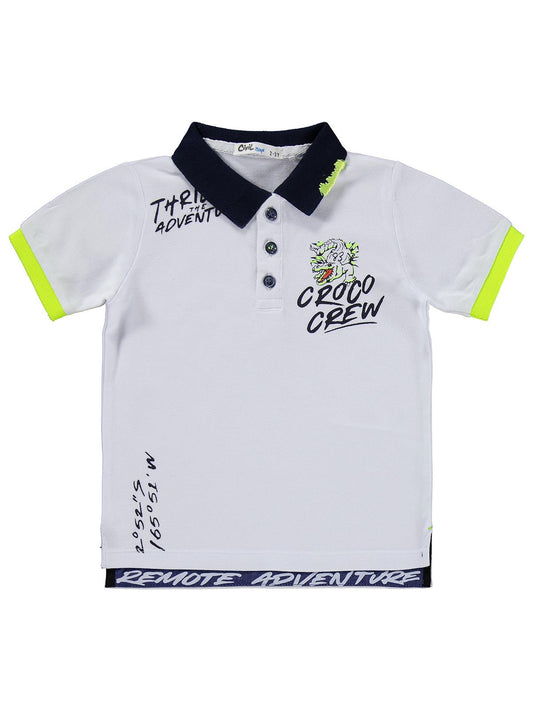 Civil Boys Croco Crew Baskılı Şortlu 2-5 Yaş Takım - Beyaz