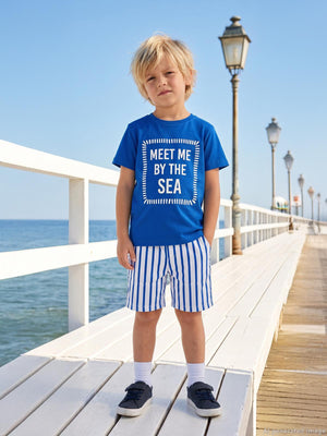 Civil Boys Meet My By The Sea Baskılı 2'Li 3-9 Yaş Takım - Mavi