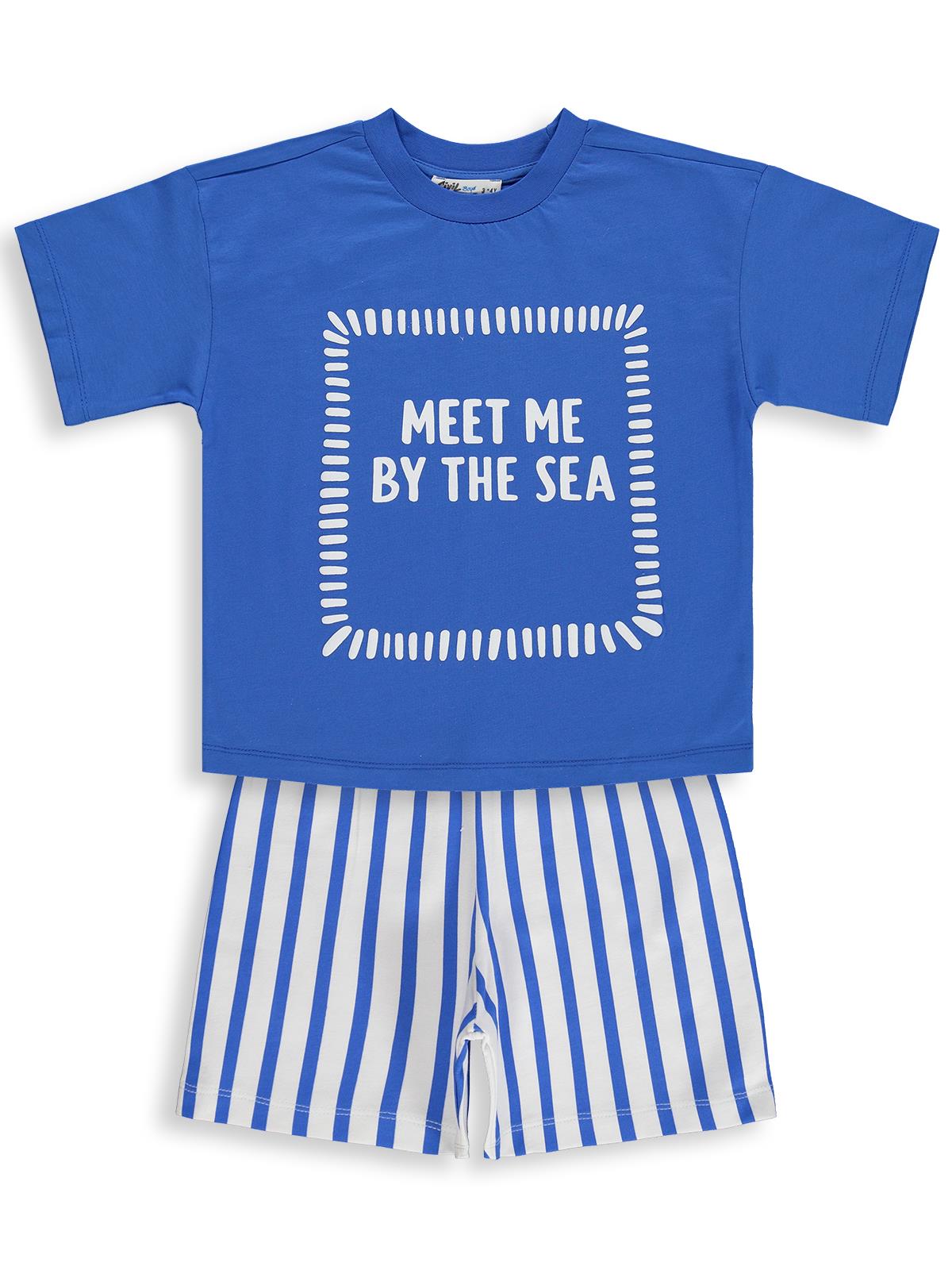 Civil Boys Meet My By The Sea Baskılı 2'Li 3-9 Yaş Takım - Mavi