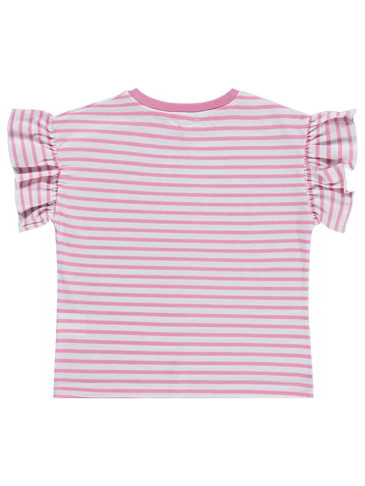 Civil Girls Çizgili Volan Kol 6-9 Yaş Tişört - Pembe