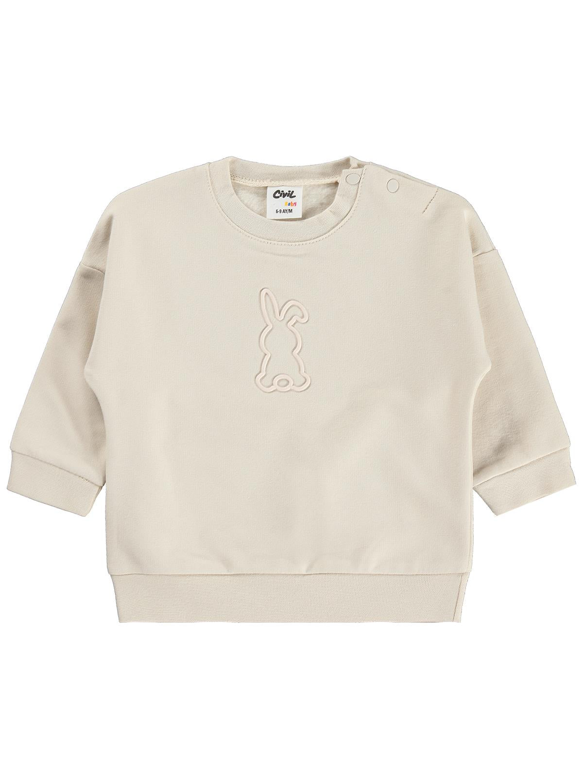 Civil Baby Tavşan Baskılı Basic 6-18 Ay Sweatshirt - Bej