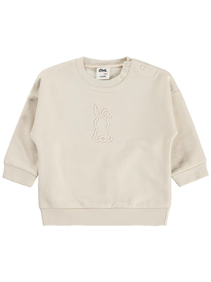 Civil Baby Tavşan Baskılı Basic 6-18 Ay Sweatshirt - Bej
