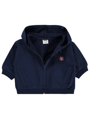 Civil Baby Çiçek Nakışlı Basic 6-18 Ay Hırka - Lacivert