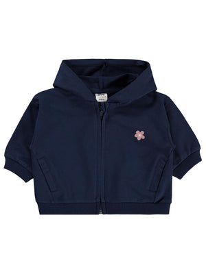 Civil Baby Çiçek Nakışlı Basic 6-18 Ay Hırka - Lacivert